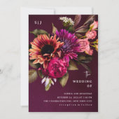 はっきりしたフローラ |ドラマチックでエレガントな結婚式 招待状 (正面)