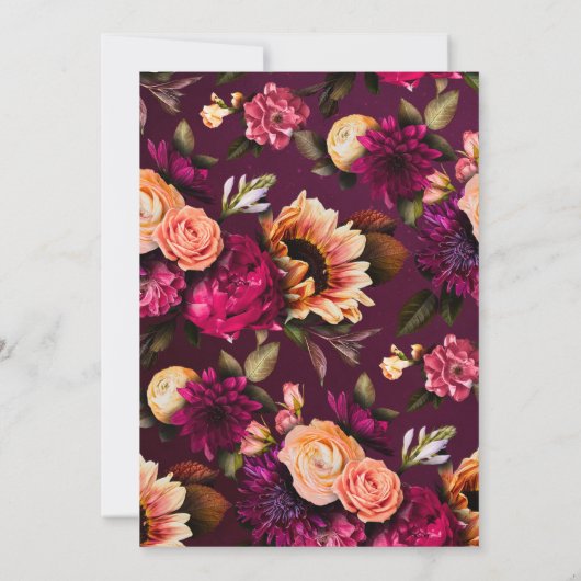 はっきりしたフローラ |ドラマチックでエレガントな結婚式 招待状 (裏面)