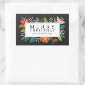 はっきりしたフローラ&パインパーソナライズされたホリデイ 長方形シール (バッグ)