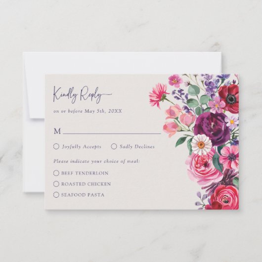 はっきりしたフローラRSVPカード 出欠カード (正面)
