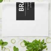 はっきりしたブモダンランドまたは会社名 |黒と白 キッチンタオル (折り畳み)