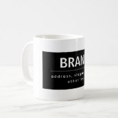 はっきりしたブモダンランドまたは会社名 |黒と白 コーヒーマグカップ (正面左)