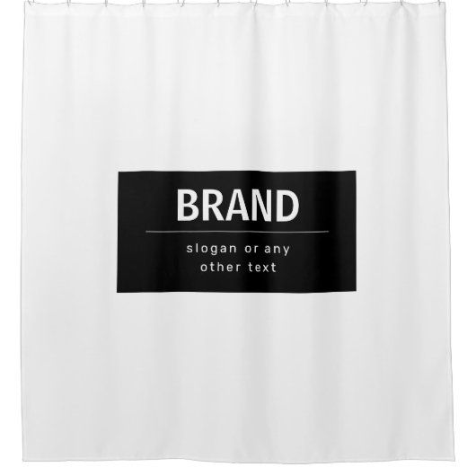 はっきりしたブモダンランドまたは会社名 |黒と白 シャワーカーテン (正面)