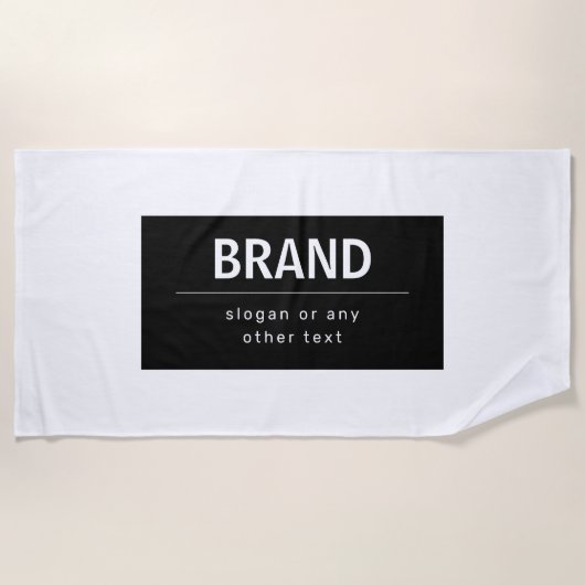 はっきりしたブモダンランドまたは会社名 |黒と白 ビーチタオル (正面)