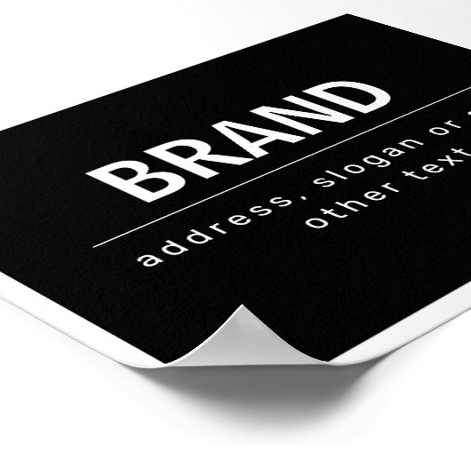 はっきりしたブモダンランドまたは会社名 |黒と白 ポスター (角)