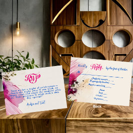 はっきりしたブラシストロークフローラ水結婚色 出欠カード