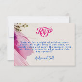 はっきりしたブラシストロークフローラ水結婚色 出欠カード (正面)