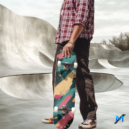 はっきりしたブラシストローク – 暗い抽象芸術ミニマル スケートボード