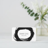 はっきりしたブラックイ絵を描ンクモダンリングや輪公証人シンプル 名刺 (スタンド正面)