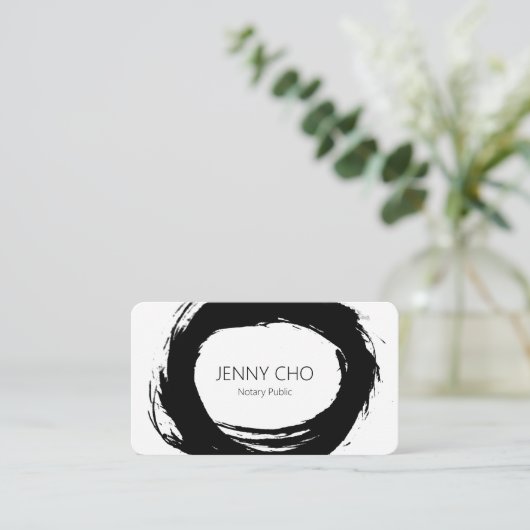 はっきりしたブラックイ絵を描ンクモダンリングや輪公証人シンプル 名刺 (スタンド正面)