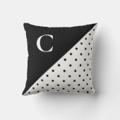 はっきりしたブラックオンホワイト水玉模様模様モノグラム クッション (裏面)