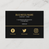 はっきりしたブラック・金ゴールドソーシャル・メディア・ビジネス・カード 名刺 (正面)