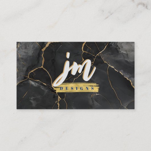 はっきりしたブラック&金ゴールド大理石モダン名刺 名刺 (正面)