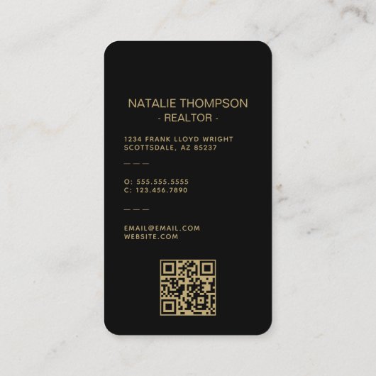 はっきりしたプロフェッショナル実在エステートシック不動産仲介業者QRコード 名刺 (裏面)