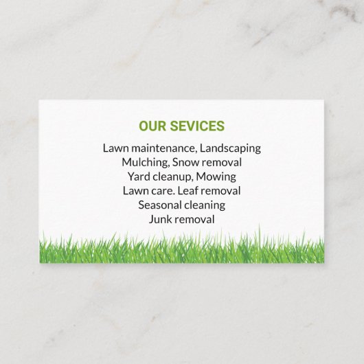 はっきりしたプロフェッショナル芝刈気にり 名刺 (裏面)