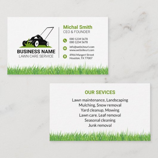 はっきりしたプロフェッショナル芝刈気にり 名刺 (正面/裏面)