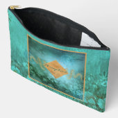 はっきりしたベリディアン緑アクア色 アクセサリーポーチ (見開き)