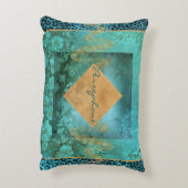 はっきりしたベリディアン緑アクア色 アクセントクッション (裏面(縦))