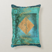 はっきりしたベリディアン緑アクア色 アクセントクッション (正面(垂直))