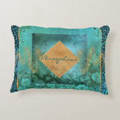 はっきりしたベリディアン緑アクア色 アクセントクッション (裏面)