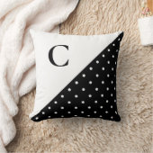 はっきりしたホワイトオンブラック水玉模様模様モノグラム クッション (ブランケット)