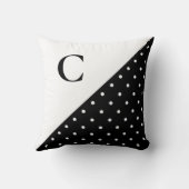 はっきりしたホワイトオンブラック水玉模様模様モノグラム クッション (裏面)