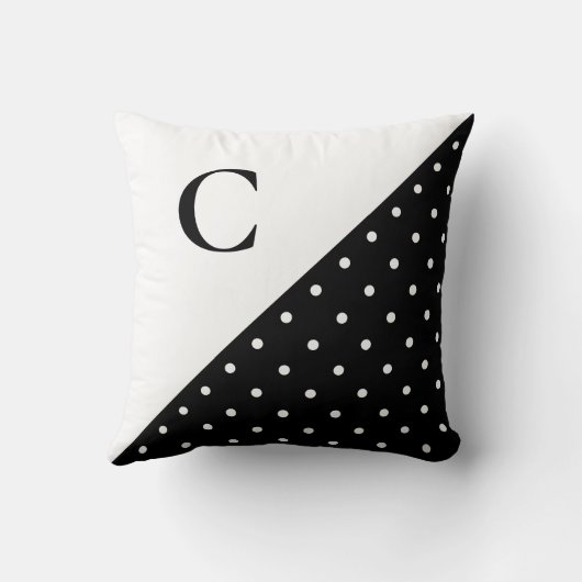 はっきりしたホワイトオンブラック水玉模様模様モノグラム クッション