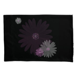 はっきりしたマルーン、ピンクと白のデイジーとグリッター 枕カバー