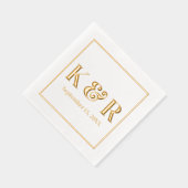 はっきりしたミニマシンプルリストのイニシャルと日付結婚の 箔ナプキン (右)