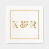 はっきりしたミニマシンプルリストイニシャル結婚ズ 箔ナプキン (正面)