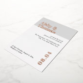 はっきりしたミニマモダンリスト結婚グレイバラ金ゴールド  箔招待状 (回転した状態)