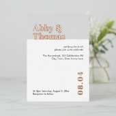 はっきりしたミニマモダンリスト結婚グレイバラ金ゴールド  箔招待状 (立ち正面)