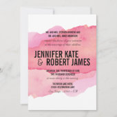 はっきりしたミニマルモダンピンクの水色結婚BLACK 招待状 (正面)