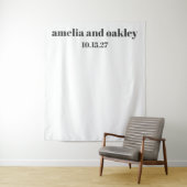 はっきりしたミニマル白黒カスタム結婚式の背景 タペストリー (インサイチュ)