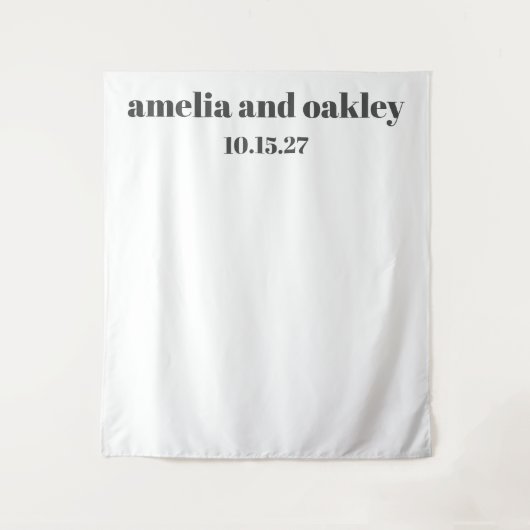 はっきりしたミニマル白黒カスタム結婚式の背景 タペストリー (正面)