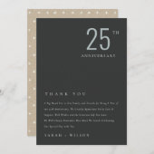 はっきりしたミニマルBlack Blue Any Year Anniversary サンキューカード (正面/裏面)