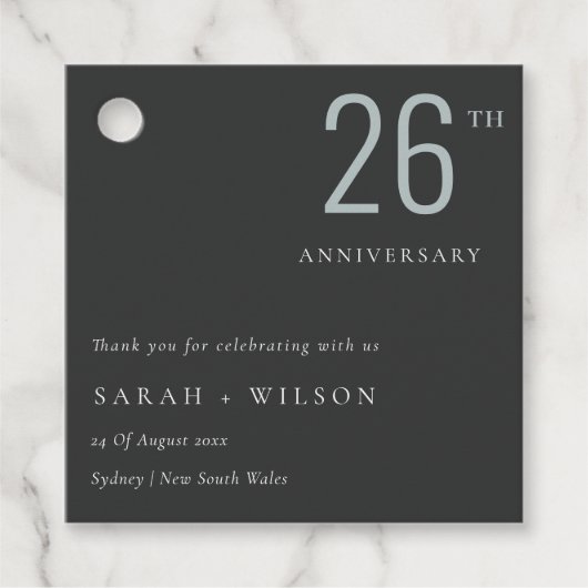 はっきりしたミニマルBlack Blue Any Year Anniversary フェイバータグ (正面)