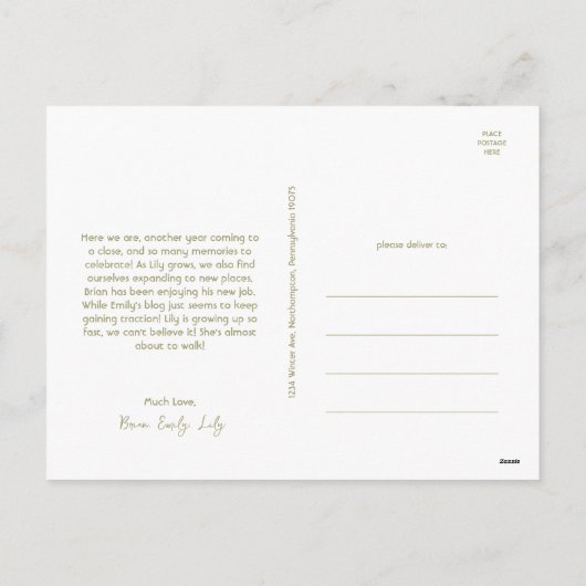 はっきりしたメリーモダンレビュー年の縦型3枚 シーズンポストカード (裏面)