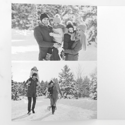 はっきりしたメリー明るい写真 三つ折りクリスマスカード (内部最初)