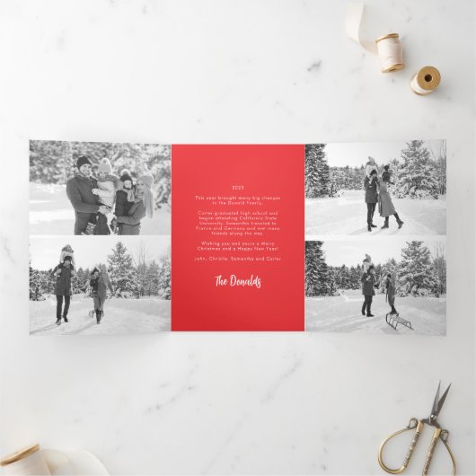 はっきりしたメリー明るい写真 三つ折りクリスマスカード (内部)