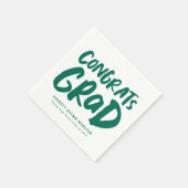 はっきりしたモダンおめでとう卒業グリーン卒業会 スタンダードカクテルナプキン (角)