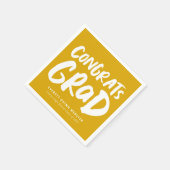 はっきりしたモダンおめでとう卒業ゴールデンイエロー スタンダードカクテルナプキン (角)