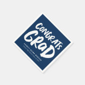 はっきりしたモダンおめでとう卒業ネイビーブルー スタンダードカクテルナプキン (角)