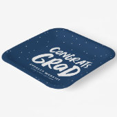 はっきりしたモダンおめでとう卒業ネイビーブルー ペーパープレート (傾斜あり)