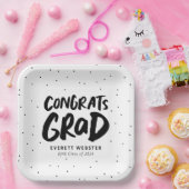 はっきりしたモダンおめでとう卒業ブラック ペーパープレート (パーティー)