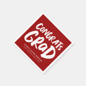 はっきりしたモダンおめでとう卒業深紅の卒業会 スタンダードカクテルナプキン (角)