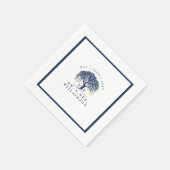 はっきりしたモダンウィローツリーネイビーブルー金ゴールド結婚 スタンダードカクテルナプキン (角)