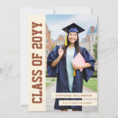 はっきりしたモダンエレガント卒業写真 招待状 (裏面)