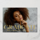 はっきりしたモダンエレガントGrad Photo Announcement Card 箔招待状 (正面)
