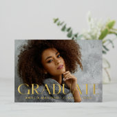 はっきりしたモダンエレガントGrad Photo Announcement Card 箔招待状 (立ち正面)